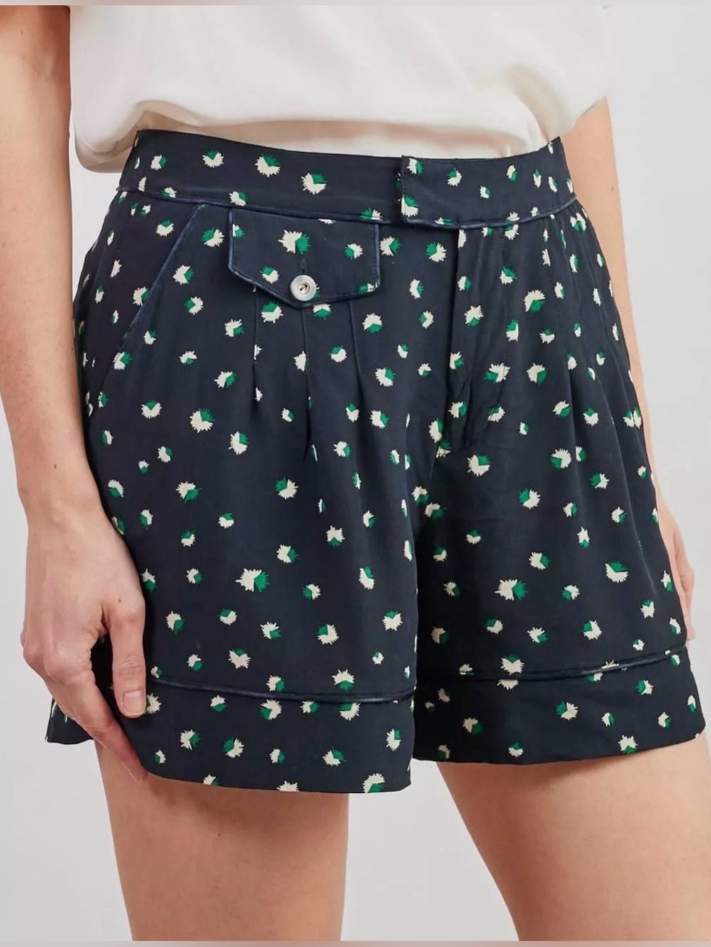 Marc by Marc Jacobs 100% Silk "Tutti-Dot" Shorts in Normandy Blue Size 6